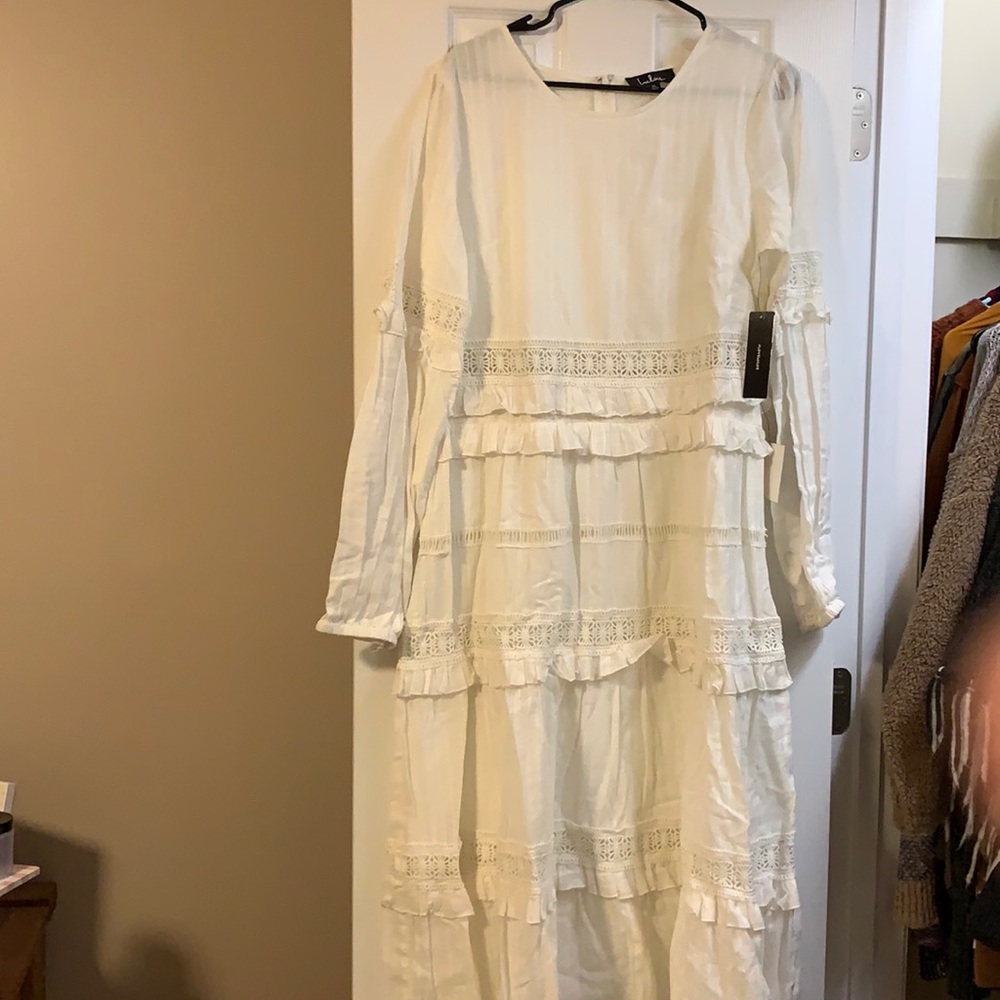 Lulus White Tiered Ruffle Midi Dress
